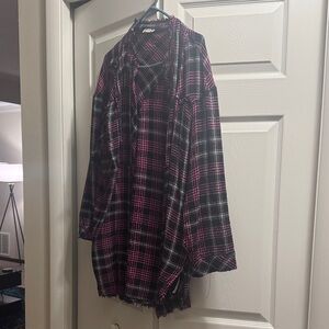 Pink and Black Plaid Shirt free people